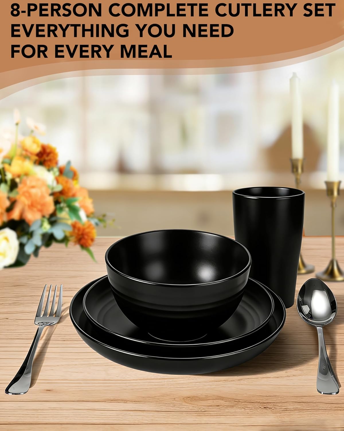 48 Piece Dinnerware Set for 8  – Stainless Steel Straw recenzja i cena