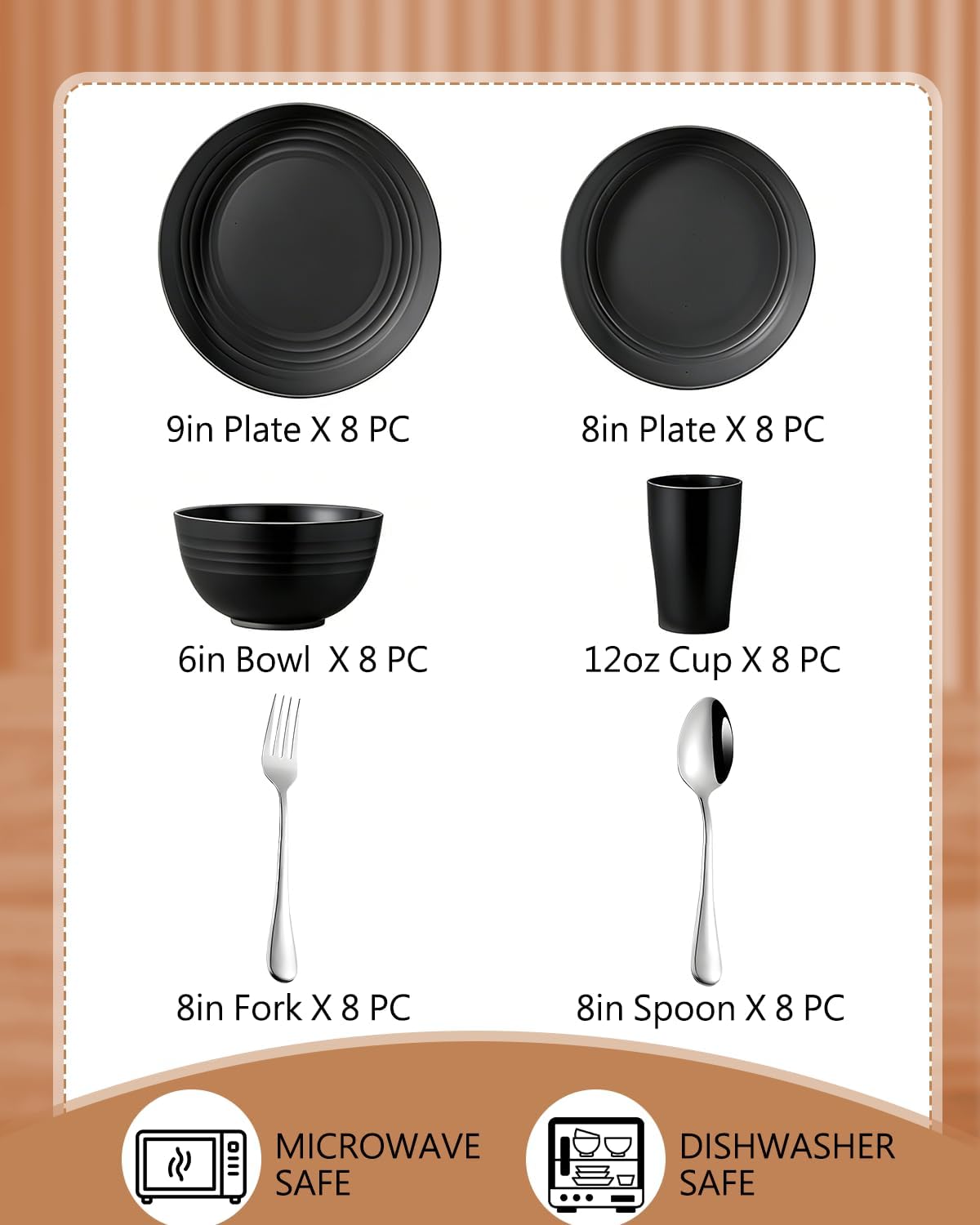 48 Piece Dinnerware Set for 8  – Stainless Steel Straw recenzja i cena