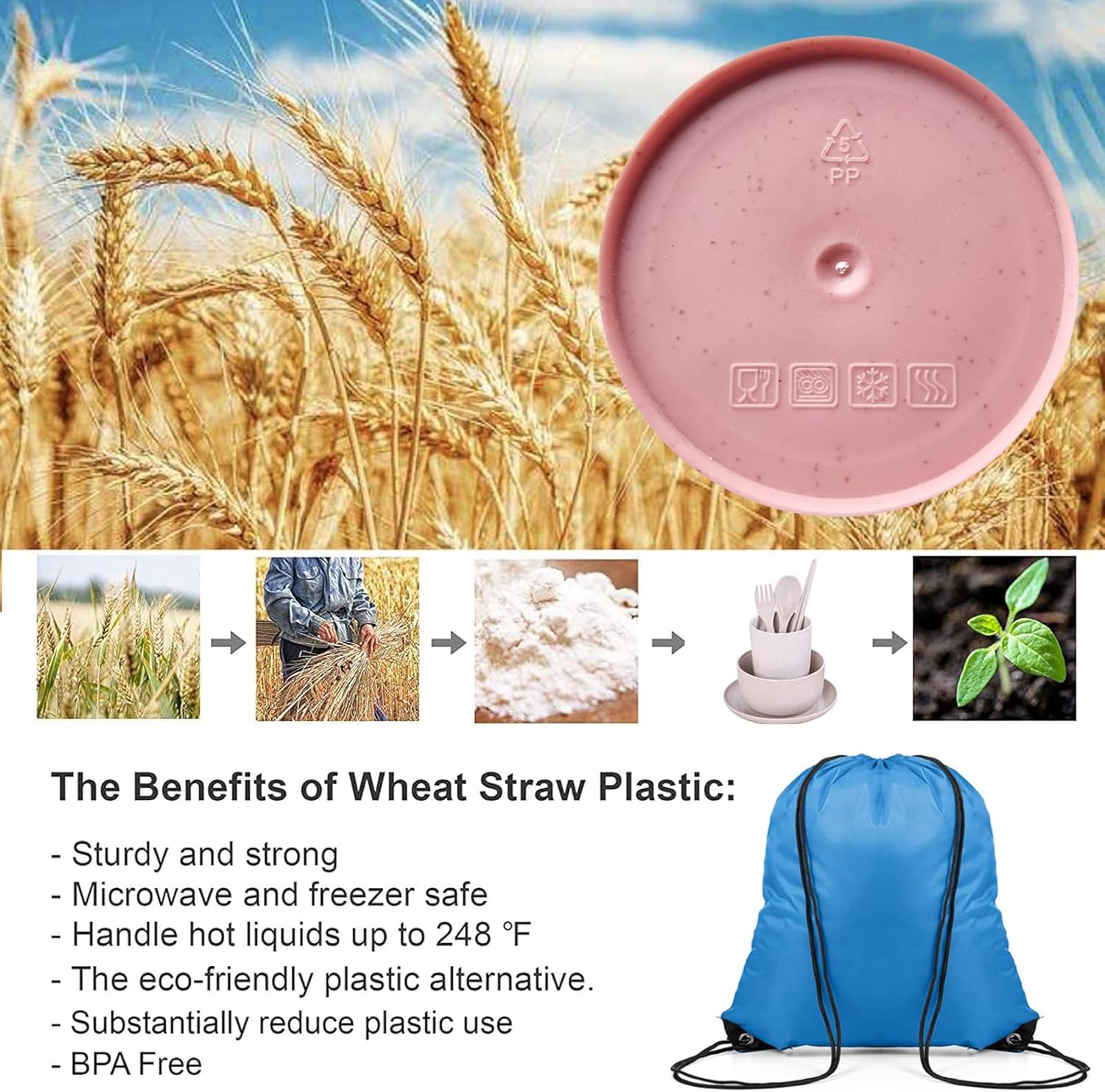 25 Pcs Wheat Straw Dinnerware  – Stainless Steel Straw recenzja i cena