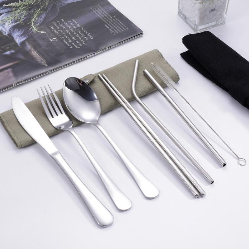 8Pcs/Set Tableware Travel Cutl – Stainless Steel Straw recenzja i cena